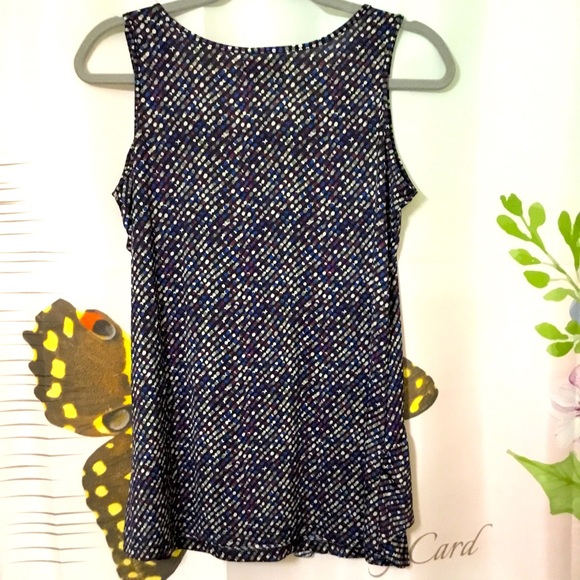 Van Heusen Women’s Tank Top Dots Ruffles Purple Blue~Size Small - Picture 6 of 7